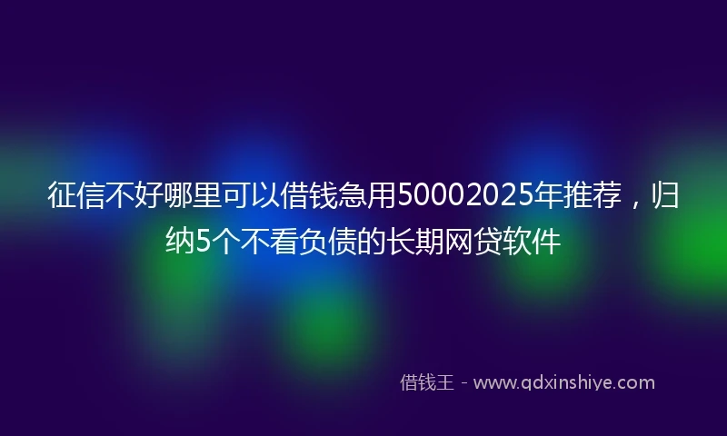 征信不好哪里可以借钱急用50002025年推荐，归纳5个不看负债的长期网贷软件