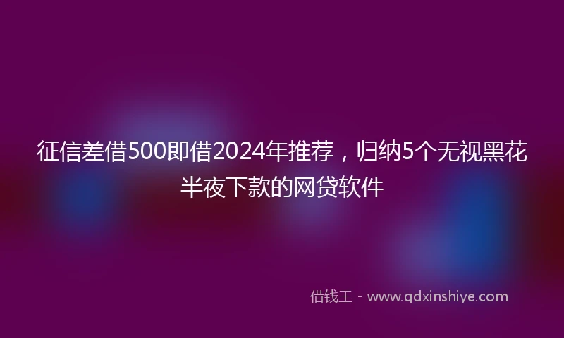 征信差借500即借2024年推荐，归纳5个无视黑花半夜下款的网贷软件