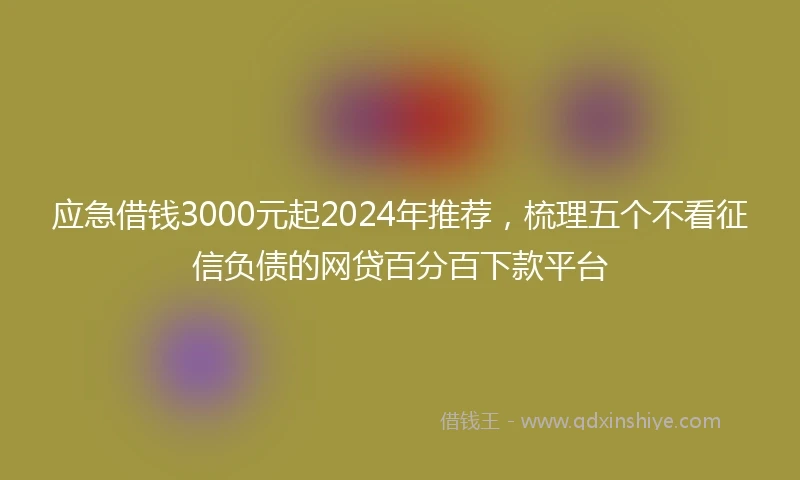 应急借钱3000元起2024年推荐，梳理五个不看征信负债的网贷百分百下款平台