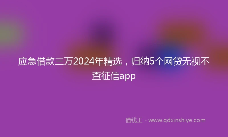 应急借款三万2024年精选，归纳5个网贷无视不查征信app