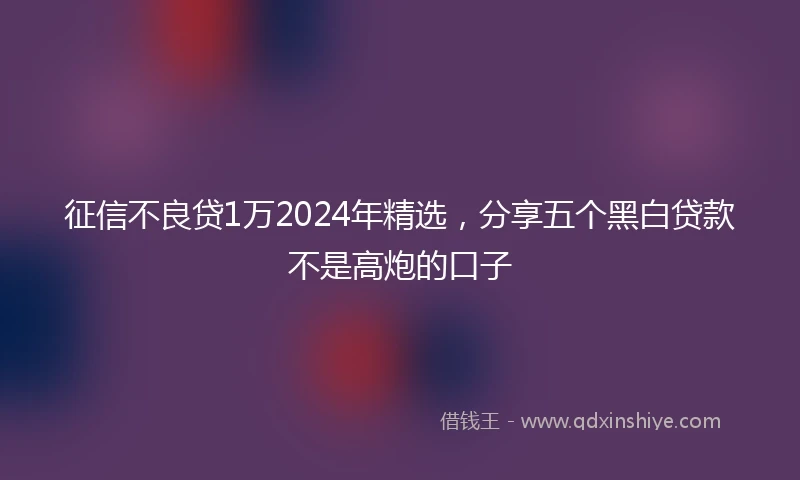 征信不良贷1万2024年精选，分享五个黑白贷款不是高炮的口子