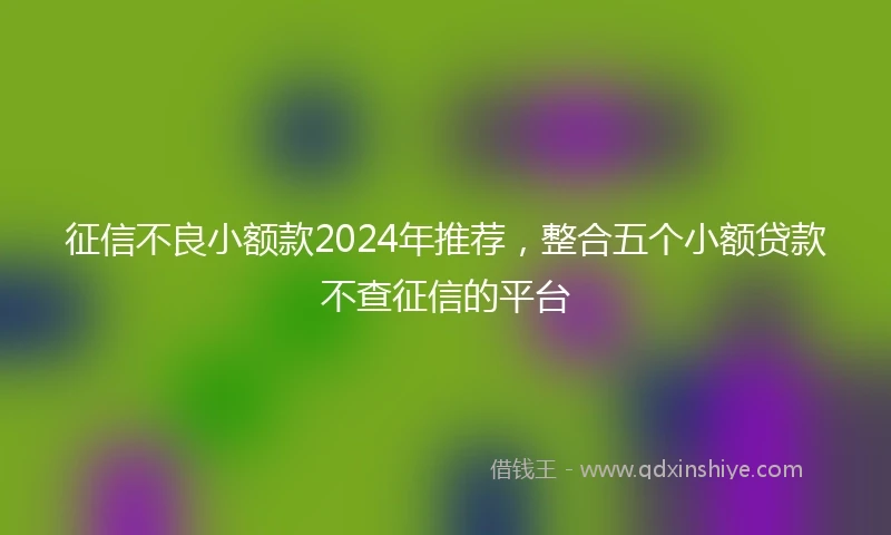 征信不良小额款2024年推荐，整合五个小额贷款不查征信的平台