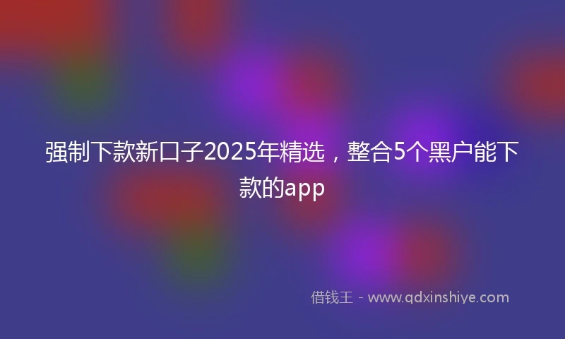 强制下款新口子2025年精选，整合5个黑户能下款的app