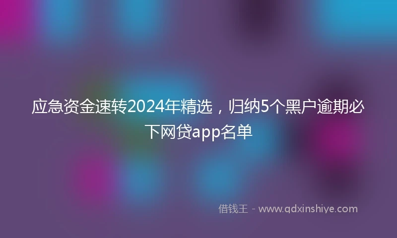 应急资金速转2024年精选，归纳5个黑户逾期必下网贷app名单