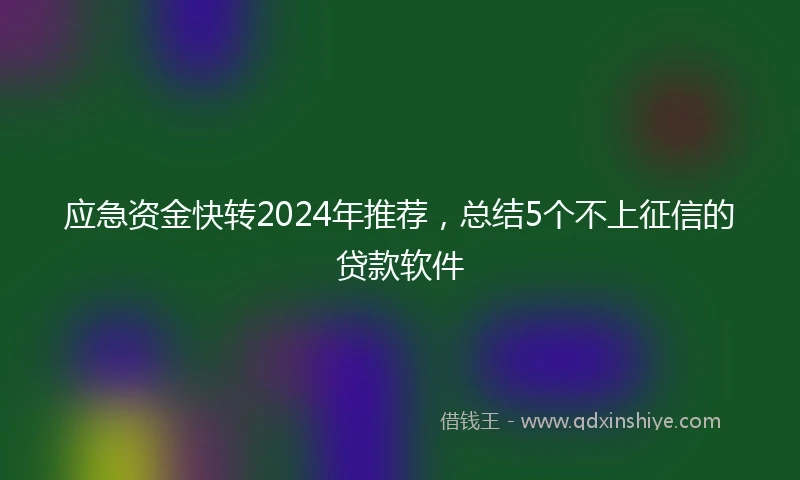 应急资金快转2024年推荐，总结5个不上征信的贷款软件