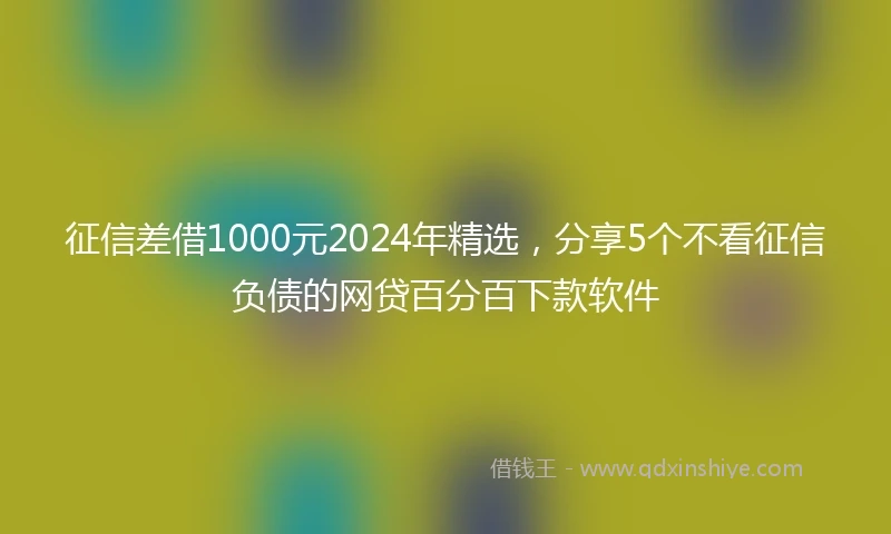 征信差借1000元2024年精选，分享5个不看征信负债的网贷百分百下款软件