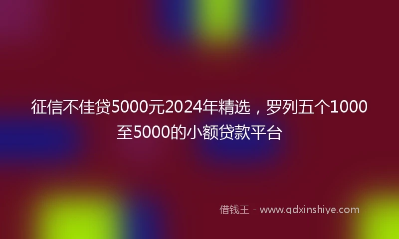 征信不佳贷5000元2024年精选，罗列五个1000至5000的小额贷款平台