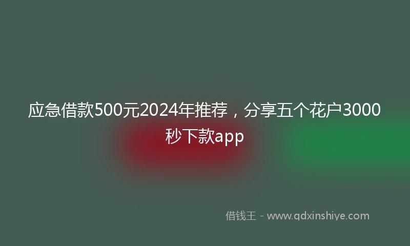 应急借款500元2024年推荐，分享五个花户3000秒下款app