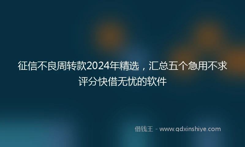 征信不良周转款2024年精选，汇总五个急用不求评分快借无忧的软件