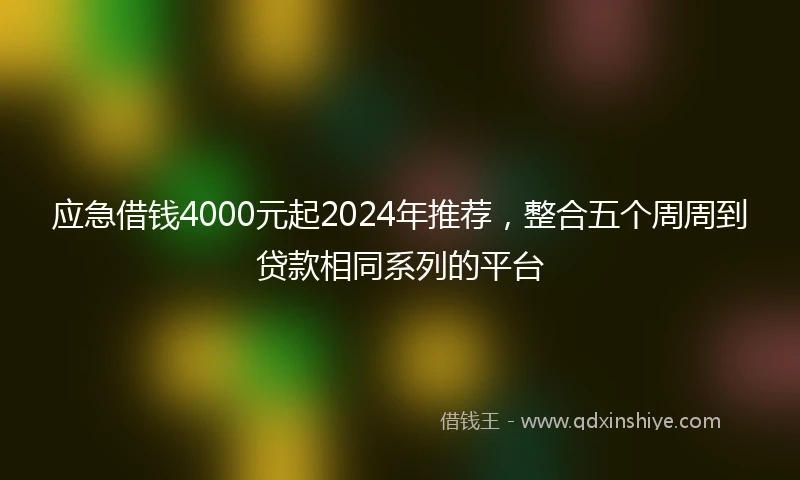 应急借钱4000元起2024年推荐，整合五个周周到贷款相同系列的平台