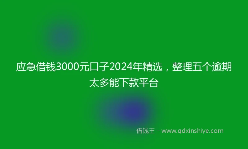 应急借钱3000元口子2024年精选，整理五个逾期太多能下款平台