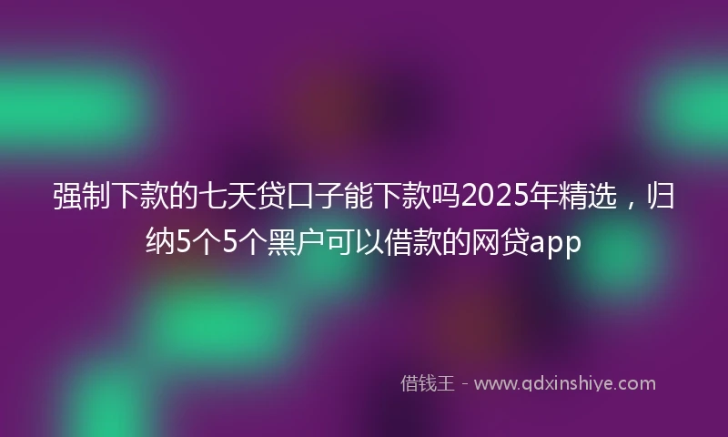 强制下款的七天贷口子能下款吗2025年精选，归纳5个5个黑户可以借款的网贷app