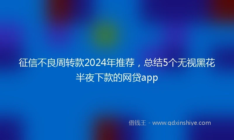 征信不良周转款2024年推荐，总结5个无视黑花半夜下款的网贷app