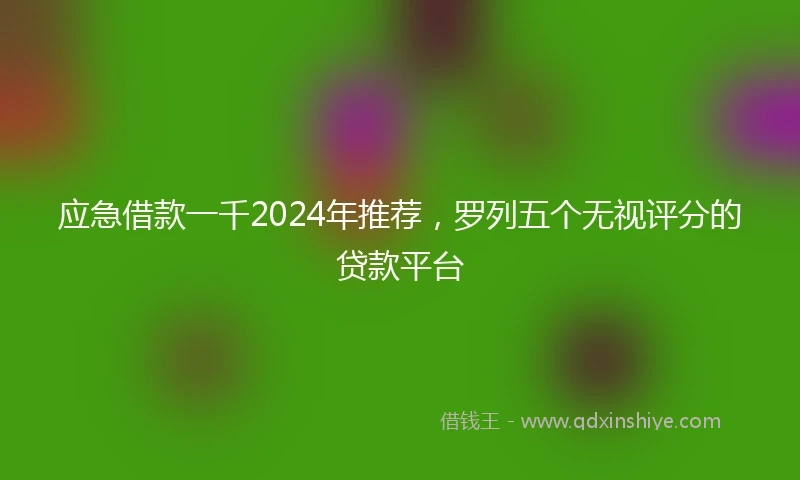 应急借款一千2024年推荐，罗列五个无视评分的贷款平台