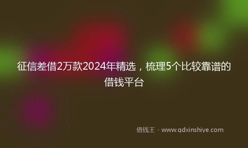 征信差借2万款2024年精选，梳理5个比较靠谱的借钱平台