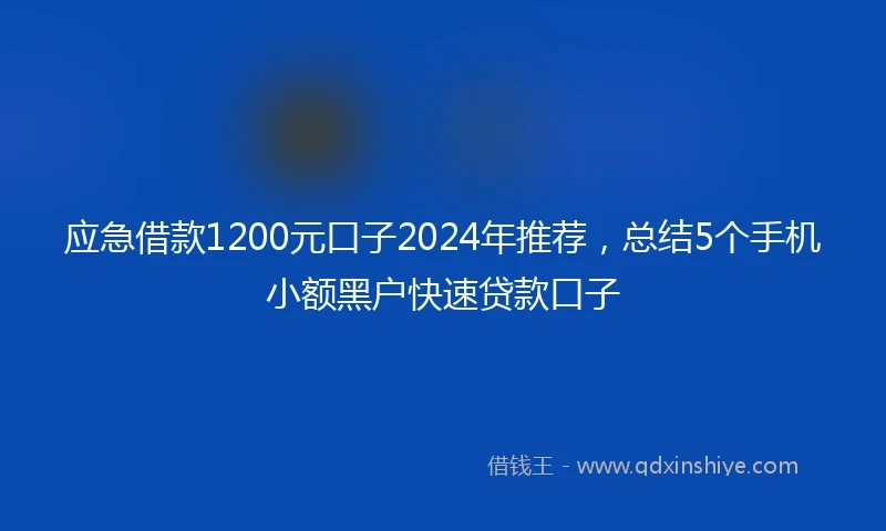 应急借款1200元口子2024年推荐，总结5个手机小额黑户快速贷款口子