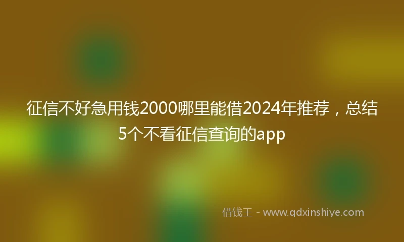 征信不好急用钱2000哪里能借2024年推荐，总结5个不看征信查询的app