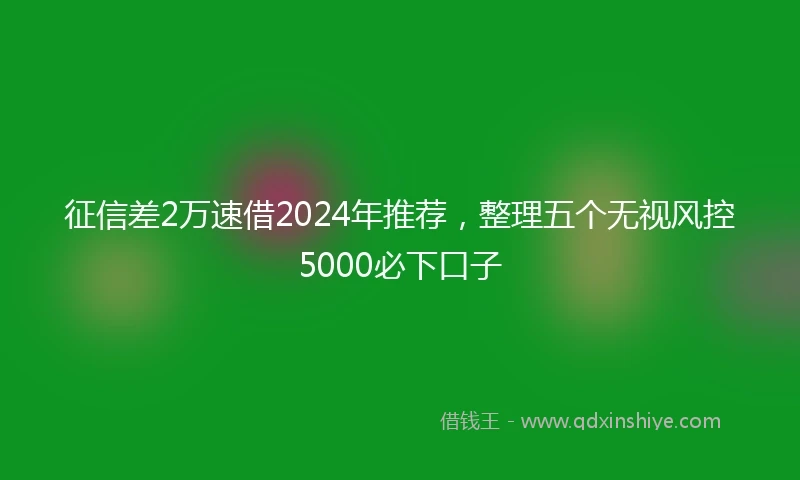 征信差2万速借2024年推荐，整理五个无视风控5000必下口子
