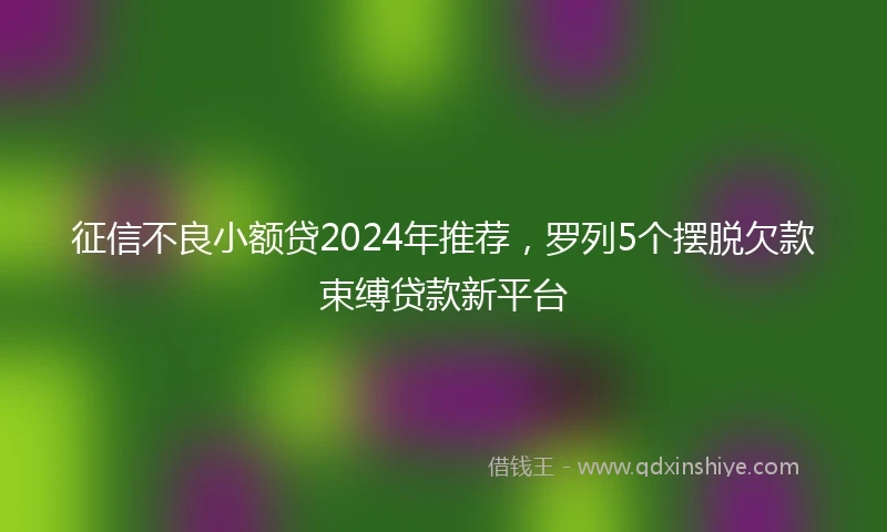 征信不良小额贷2024年推荐，罗列5个摆脱欠款束缚贷款新平台