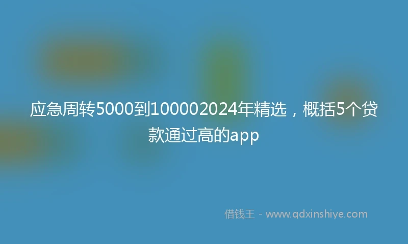 应急周转5000到100002024年精选，概括5个贷款通过高的app