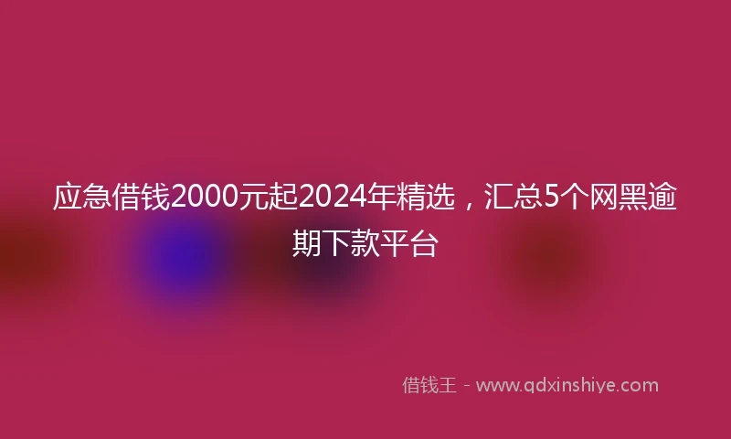 应急借钱2000元起2024年精选，汇总5个网黑逾期下款平台