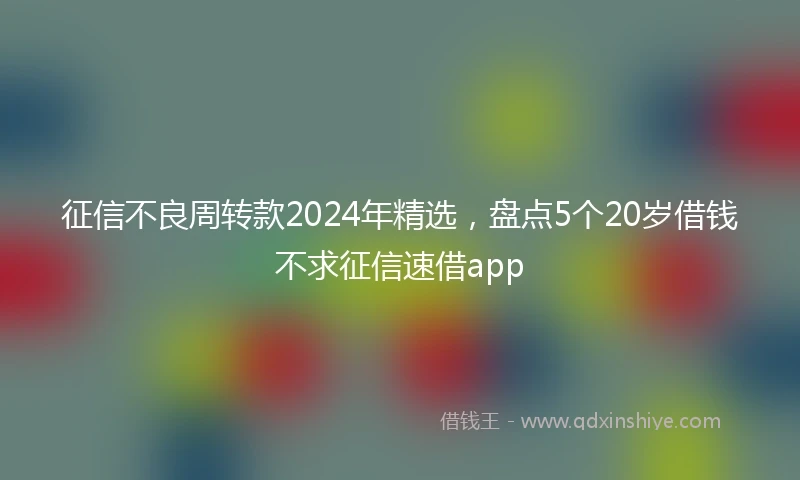 征信不良周转款2024年精选，盘点5个20岁借钱不求征信速借app