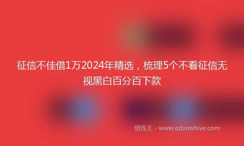 征信不佳借1万2024年精选，梳理5个不看征信无视黑白百分百下款