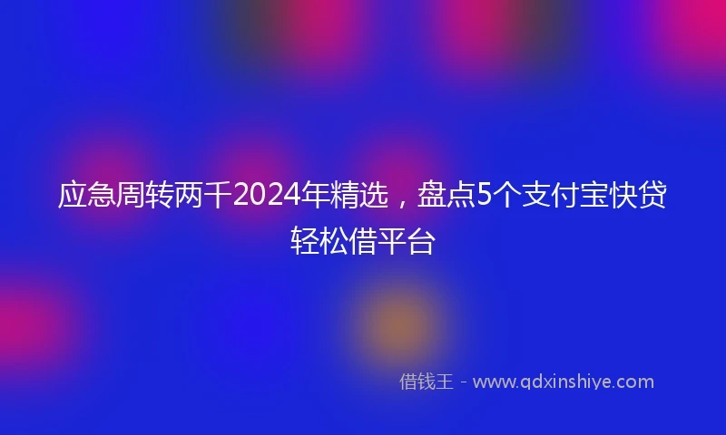 应急周转两千2024年精选，盘点5个支付宝快贷轻松借平台