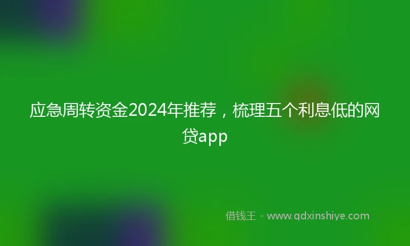 应急周转资金2024年推荐，梳理五个利息低的网贷app