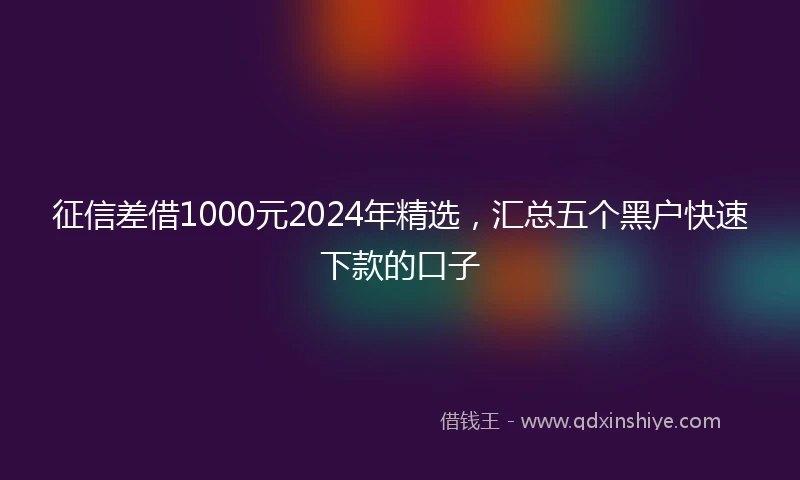 征信差借1000元2024年精选，汇总五个黑户快速下款的口子