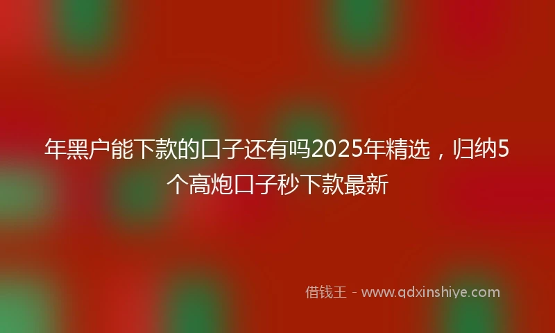 年黑户能下款的口子还有吗2025年精选，归纳5个高炮口子秒下款最新