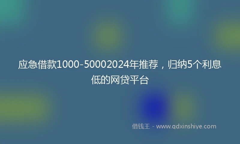 应急借款1000-50002024年推荐，归纳5个利息低的网贷平台