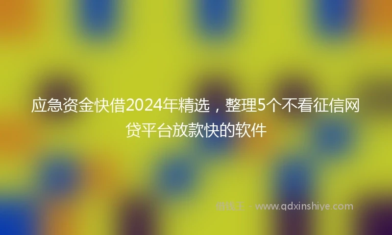 应急资金快借2024年精选，整理5个不看征信网贷平台放款快的软件