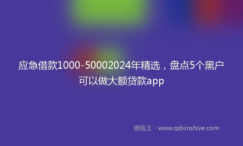 应急借款1000-50002024年精选，盘点5个黑户可以做大额贷款app