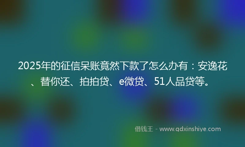 2025年的征信呆账竟然下款了怎么办有：安逸花、替你还、拍拍贷、e微贷、51人品贷等。
