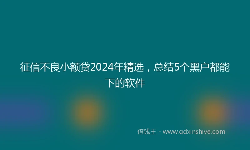 征信不良小额贷2024年精选，总结5个黑户都能下的软件