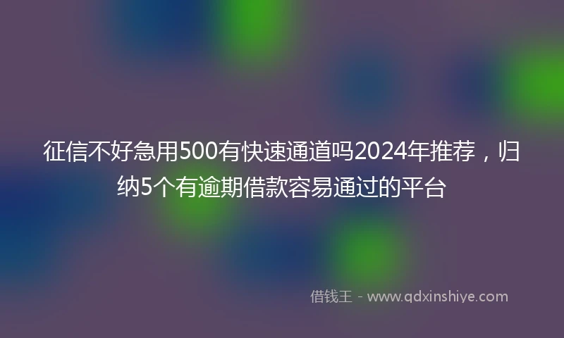 征信不好急用500有快速通道吗2024年推荐，归纳5个有逾期借款容易通过的平台