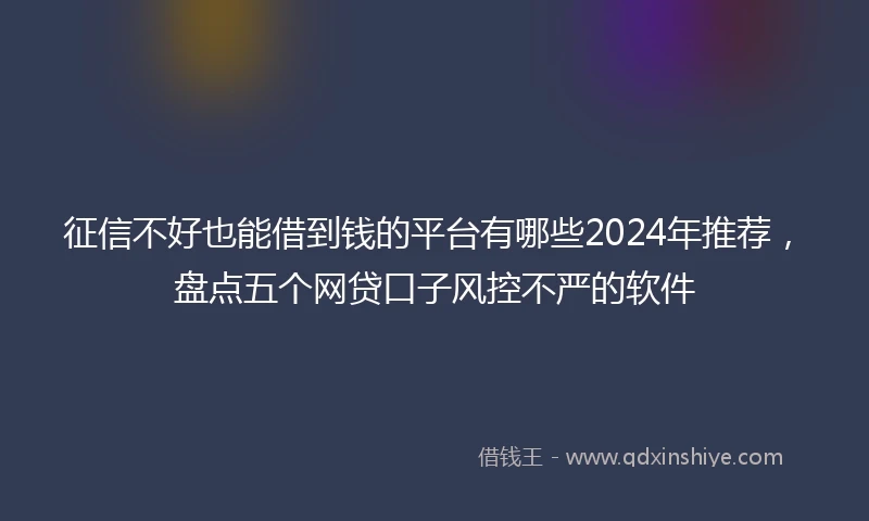 征信不好也能借到钱的平台有哪些2024年推荐，盘点五个网贷口子风控不严的软件