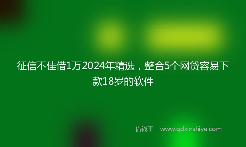 征信不佳借1万2024年精选，整合5个网贷容易下款18岁的软件