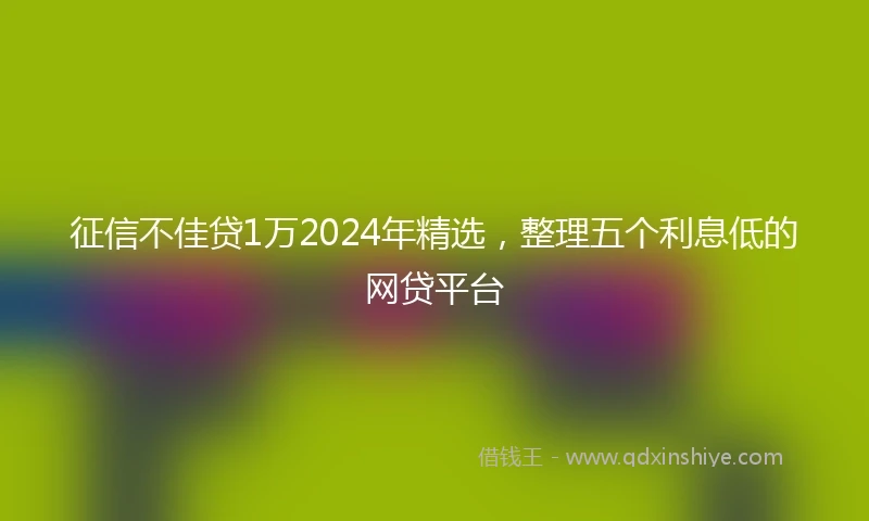 征信不佳贷1万2024年精选，整理五个利息低的网贷平台