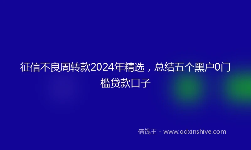 征信不良周转款2024年精选，总结五个黑户0门槛贷款口子