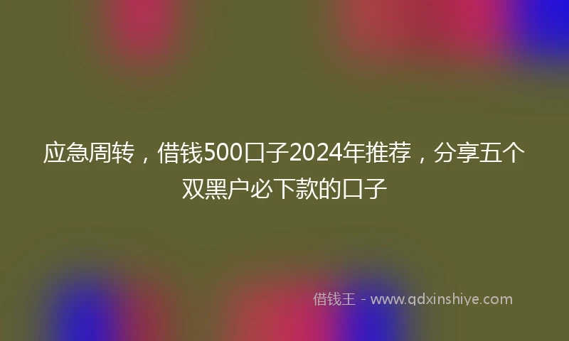 应急周转，借钱500口子2024年推荐，分享五个双黑户必下款的口子
