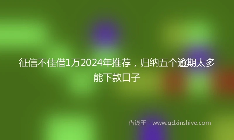 征信不佳借1万2024年推荐，归纳五个逾期太多能下款口子