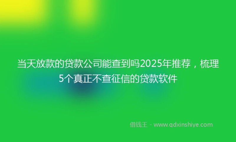 当天放款的贷款公司能查到吗2025年推荐，梳理5个真正不查征信的贷款软件