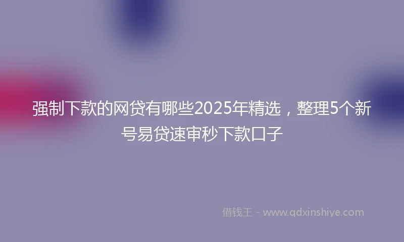 强制下款的网贷有哪些2025年精选，整理5个新号易贷速审秒下款口子
