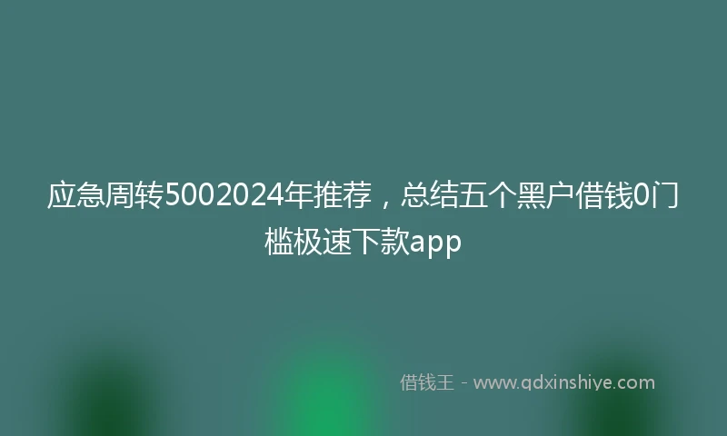 应急周转5002024年推荐，总结五个黑户借钱0门槛极速下款app