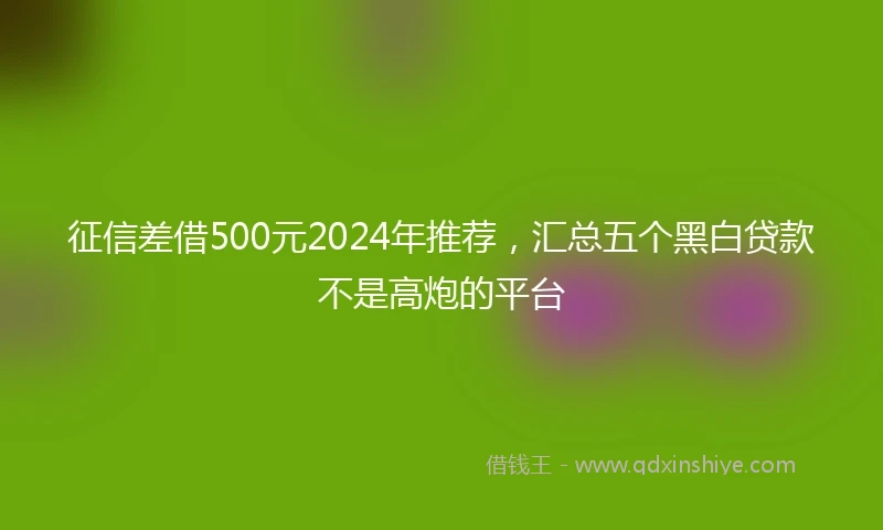 征信差借500元2024年推荐，汇总五个黑白贷款不是高炮的平台