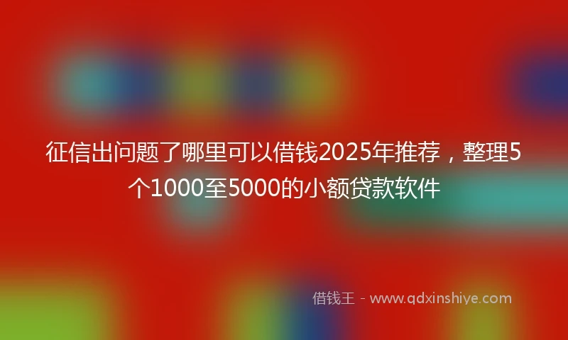 征信出问题了哪里可以借钱2025年推荐，整理5个1000至5000的小额贷款软件