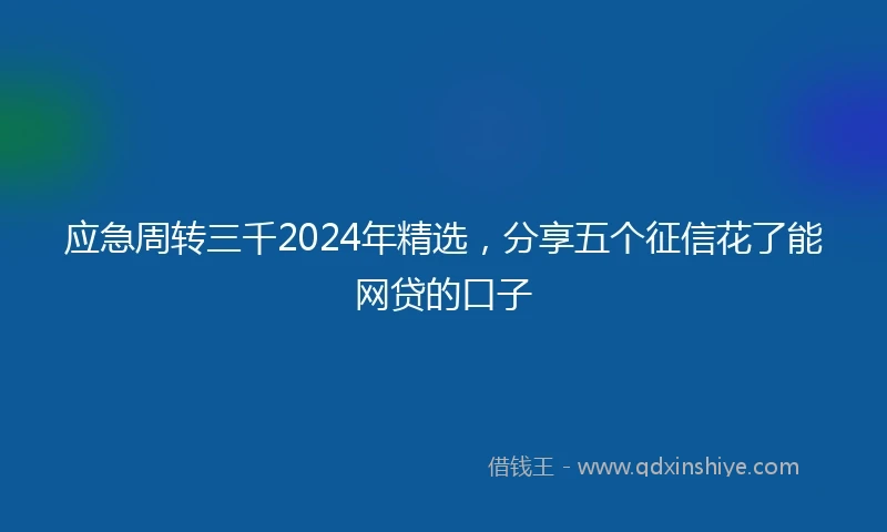 应急周转三千2024年精选，分享五个征信花了能网贷的口子