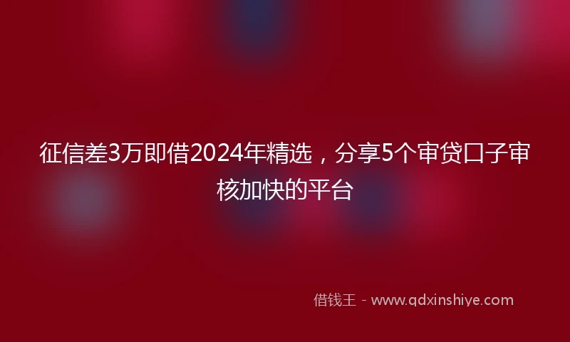 征信差3万即借2024年精选，分享5个审贷口子审核加快的平台